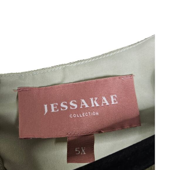 Jessakae Veronica Dress 5X Gauzy Tiered Romantic Sage Green V Neck Formal - Picture 4 of 4